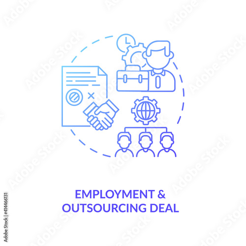 Employment and outsourcing deal concept icon. Common commercial contracts types creation process. Service contract idea thin line illustration. Vector isolated outline RGB color drawing