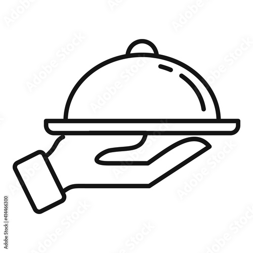 Food tray icon. Outline food tray vector icon for web design isolated on white background