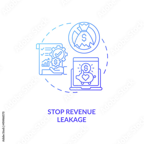 Stop revenue leakage concept icon. Contract management automation benefits for company. Contract management processes idea thin line illustration. Vector isolated outline RGB color drawing