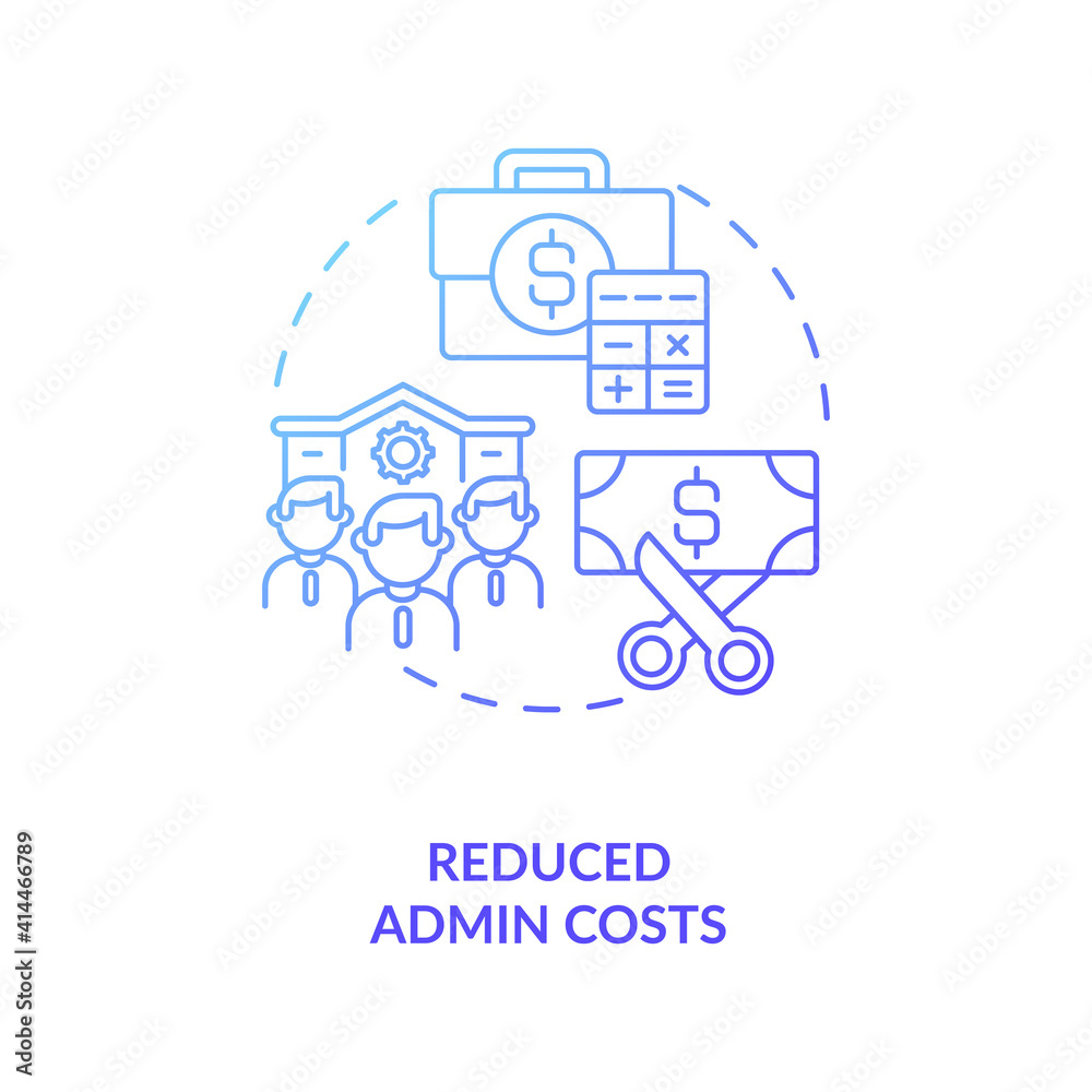 Reduced admin costs concept icon. Contract management automation benefits. Limit company budget money expenses idea thin line illustration. Vector isolated outline RGB color drawing