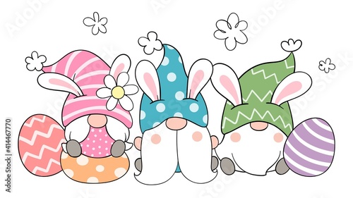 Draw gnomes with eggs for Easter and spring