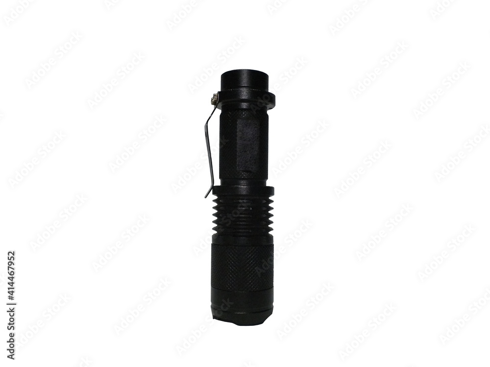 Portable Flashlight isolated on a white background.