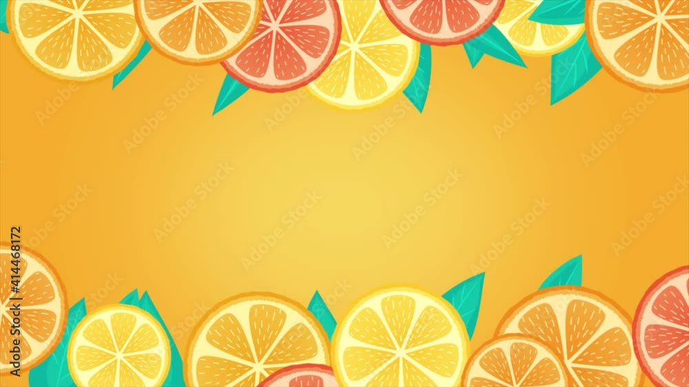 Animation of orange slices. citrus, grapefruit, lemon 2d looped ...