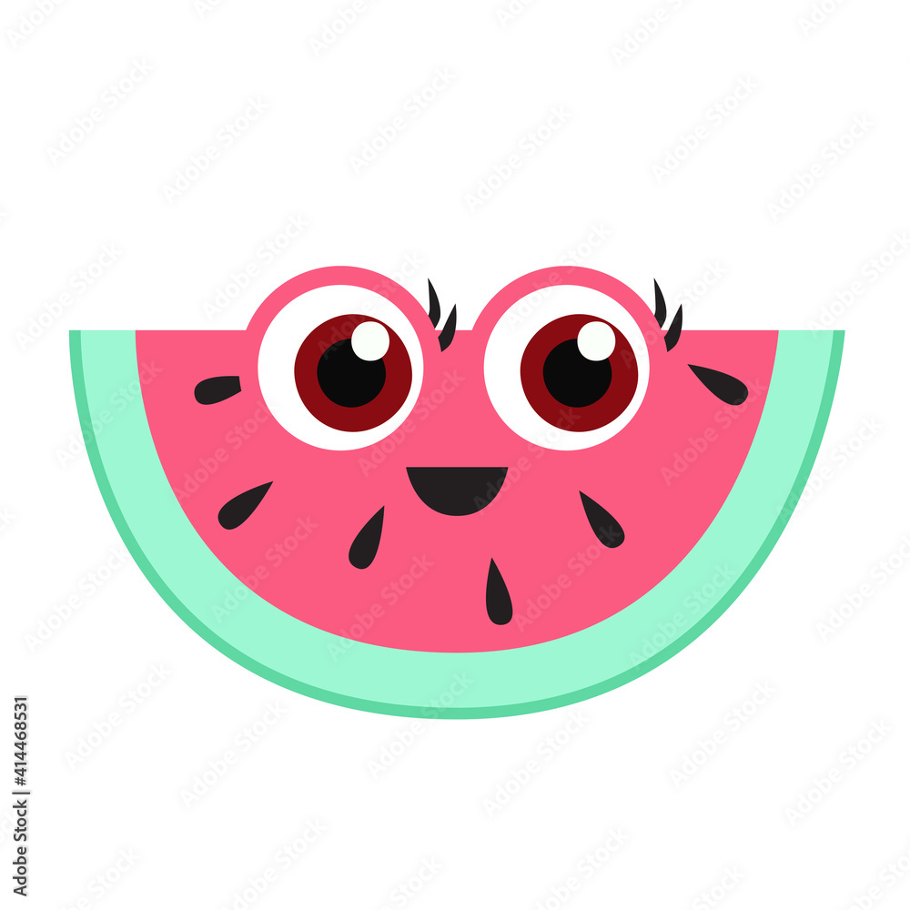 Fototapeta premium Watermelon cartoon vector symbol illustration.
