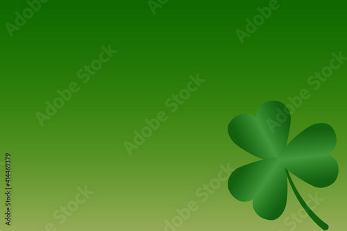 A green leaf isolated on the gradient green background. In concept the Saint Patrick day.