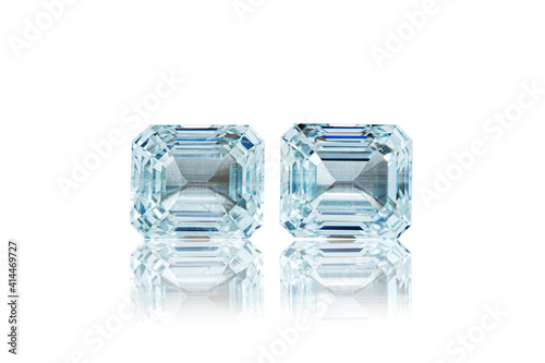macro stone mineral faceted aquamarine on a white background