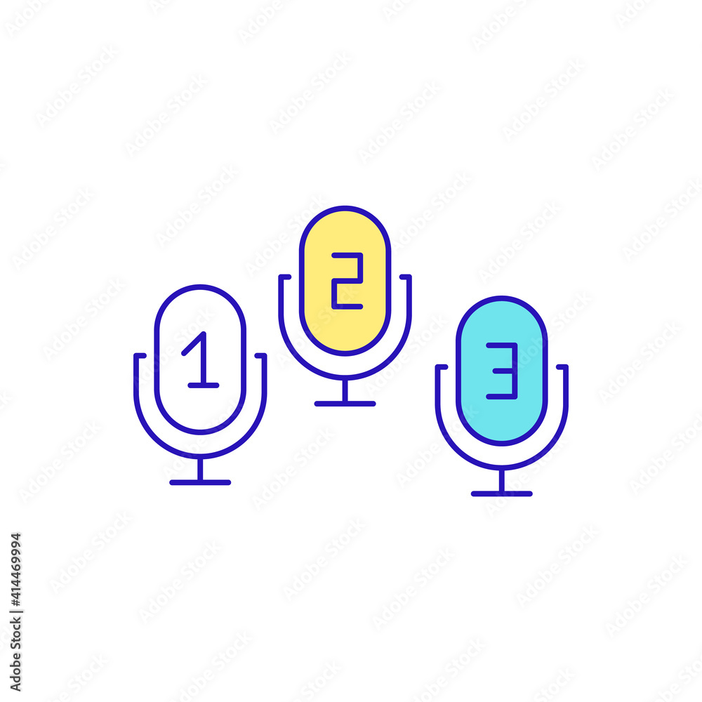 Group discussion RGB color icon. Face-to-face meeting. Online gathering, collaboration. Video and audio conferencing. Creating real-time interaction. Virtual conference. Isolated vector illustration