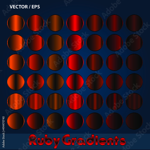 Set of Ruby Chrome Gradients with stroke