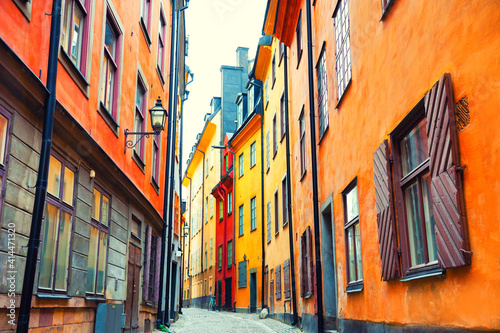 Canvas Print Colorful architecture in Old Town of Stockholm, Sweden