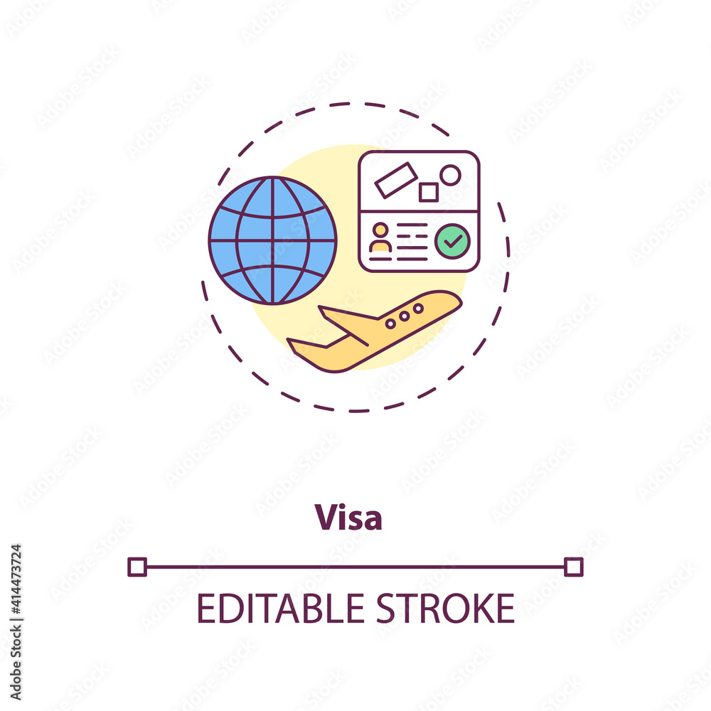 Visa concept icon. Business travel during covid pandemic idea thin line