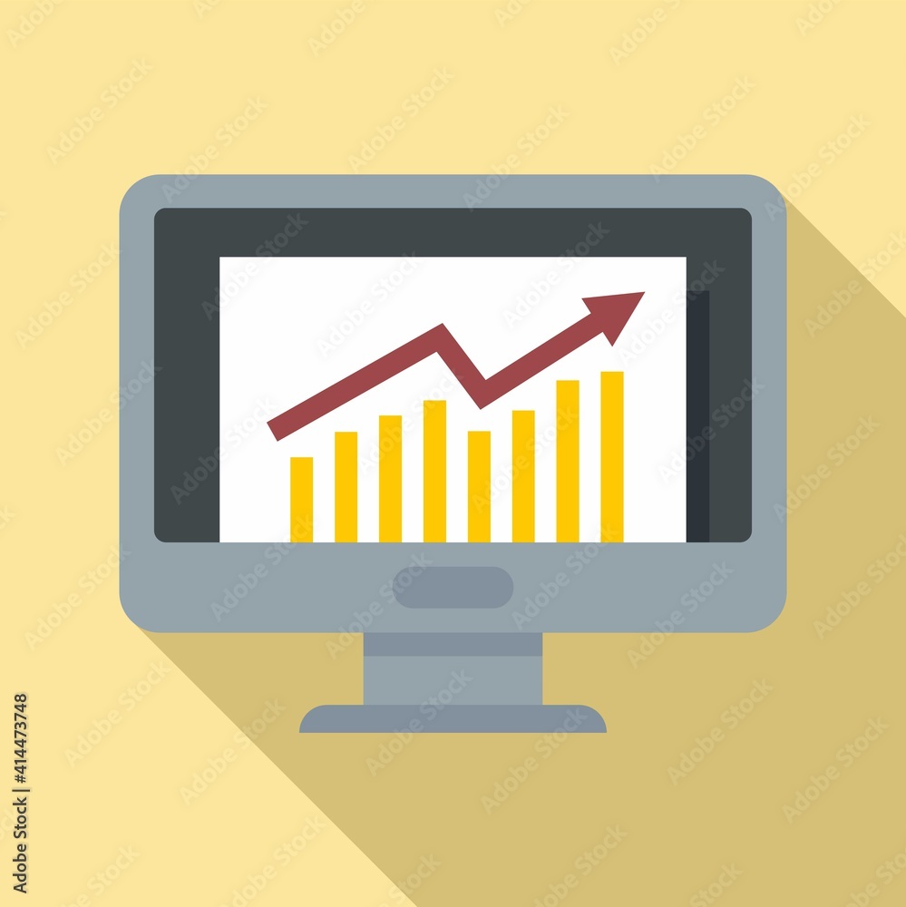 Office manager monitor graph icon. Flat illustration of office manager monitor graph vector icon for web design Office manager monitor graph icon. Flat illustration of office manager monitor graph vector icon for web design