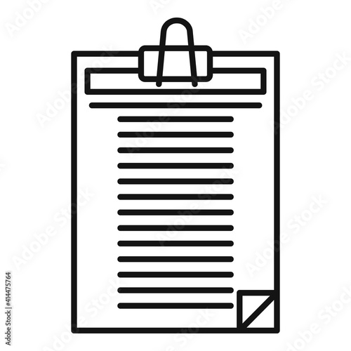 Office manager paper clipboard icon. Outline office manager paper clipboard vector icon for web design isolated on white background