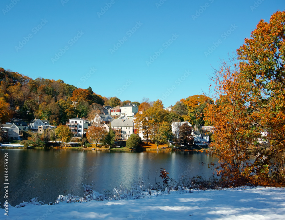 Waterfront houses at Wachusett reservoir Clinton MA USA