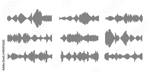 sound waveform pattern for music player, podcasts, video editor, voise message in social media chats, voice assistant, dictaphone. vector illustration