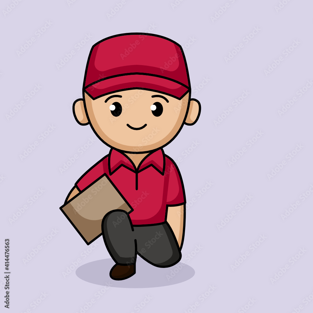 Cute delivery guy mascot design