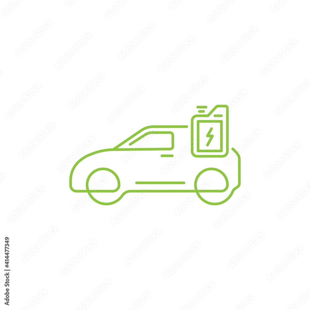 Electric car, green car icon logo design vector concept. Thin line electrical car icon isolated on white background