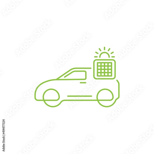Electric car, green car icon logo design vector concept. Thin line electrical car icon isolated on white background