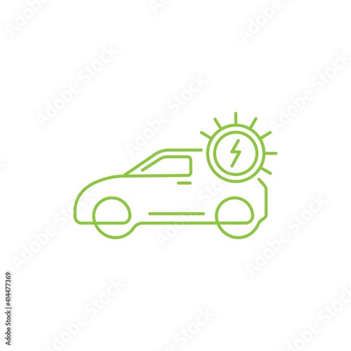 Electric car, green car icon logo design vector concept. Thin line electrical car icon isolated on white background