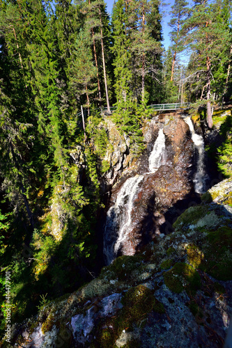 Styggforsen, Wasserfall nahe der Ortschaft Boda in der schwedischen Gemeinde Rättvik in Dalarna im Herbst	 photo