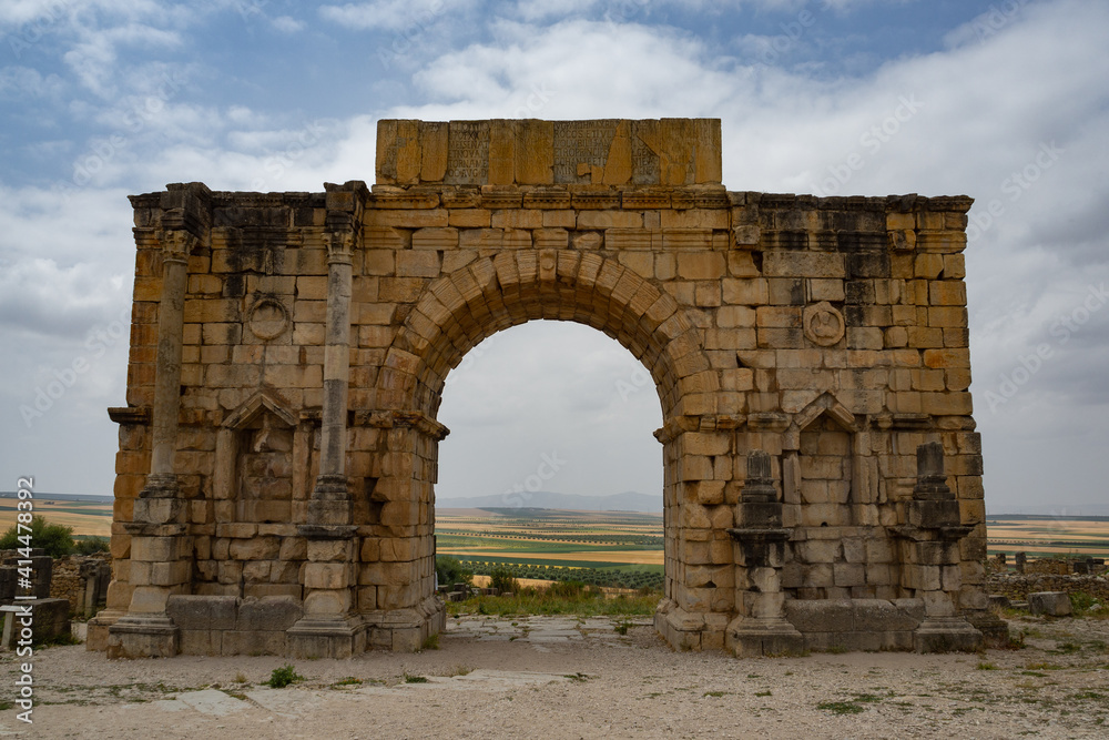 The Triumphal Arch of Caracalla, with the fertile plain in the background.
Volubilis, Morocco.
