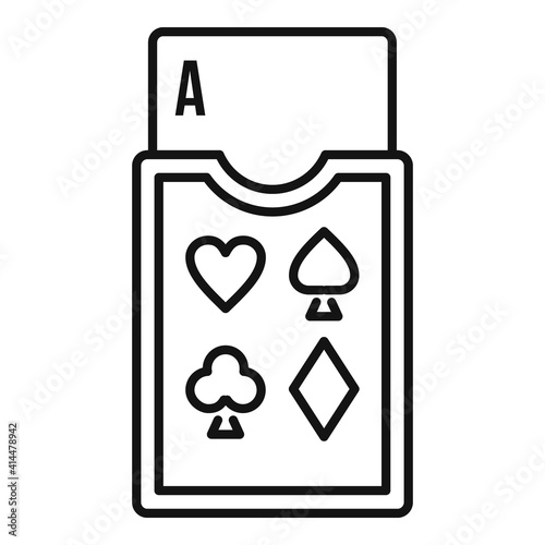Casino play cards icon. Outline casino play cards vector icon for web design isolated on white background
