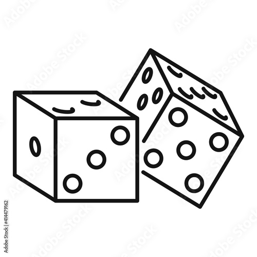 Casino dices icon. Outline casino dices vector icon for web design isolated on white background