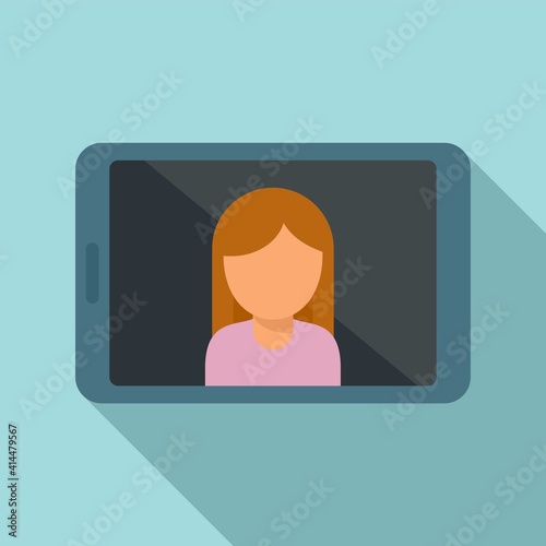 Tv presenter tablet icon. Flat illustration of tv presenter tablet vector icon for web design