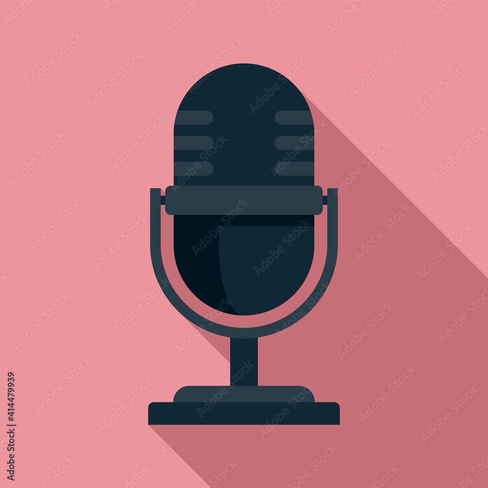 Tv studio microphone icon. Flat illustration of tv studio microphone vector icon for web design Tv studio microphone icon. Flat illustration of tv studio microphone vector icon for web design