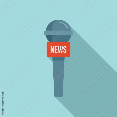 Tv news microphone icon. Flat illustration of tv news microphone vector icon for web design