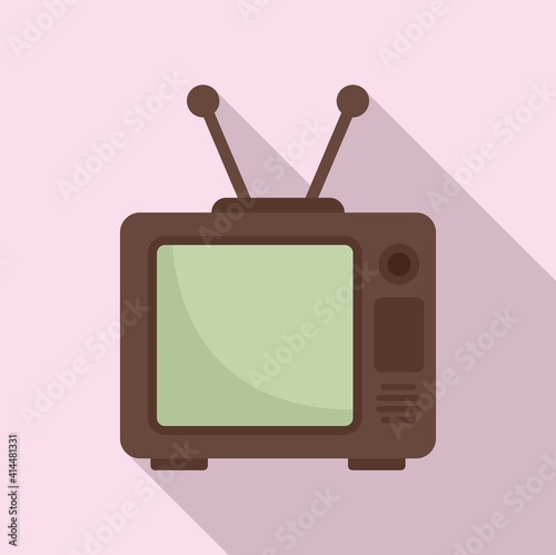 Old tv set icon. Flat illustration of old tv set vector icon for web design