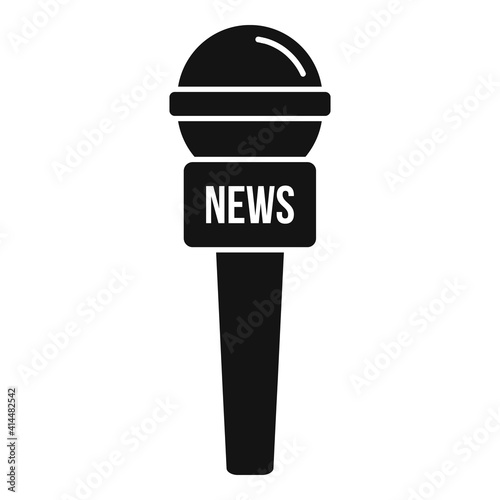 Tv news microphone icon. Simple illustration of tv news microphone vector icon for web design isolated on white background