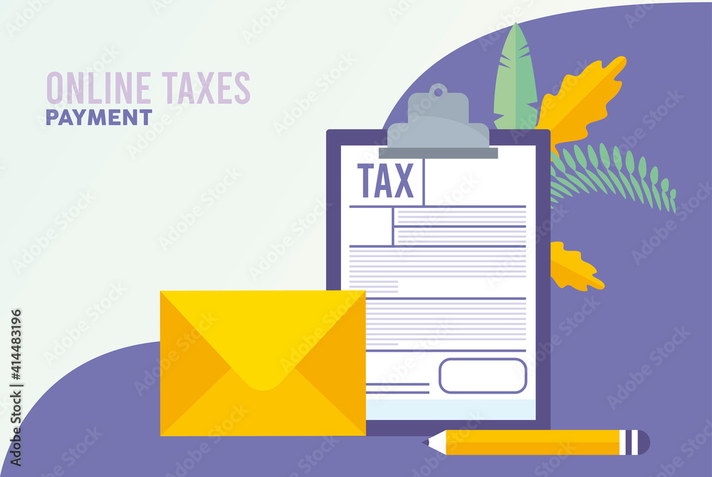 online taxes payment with checklist and envelope