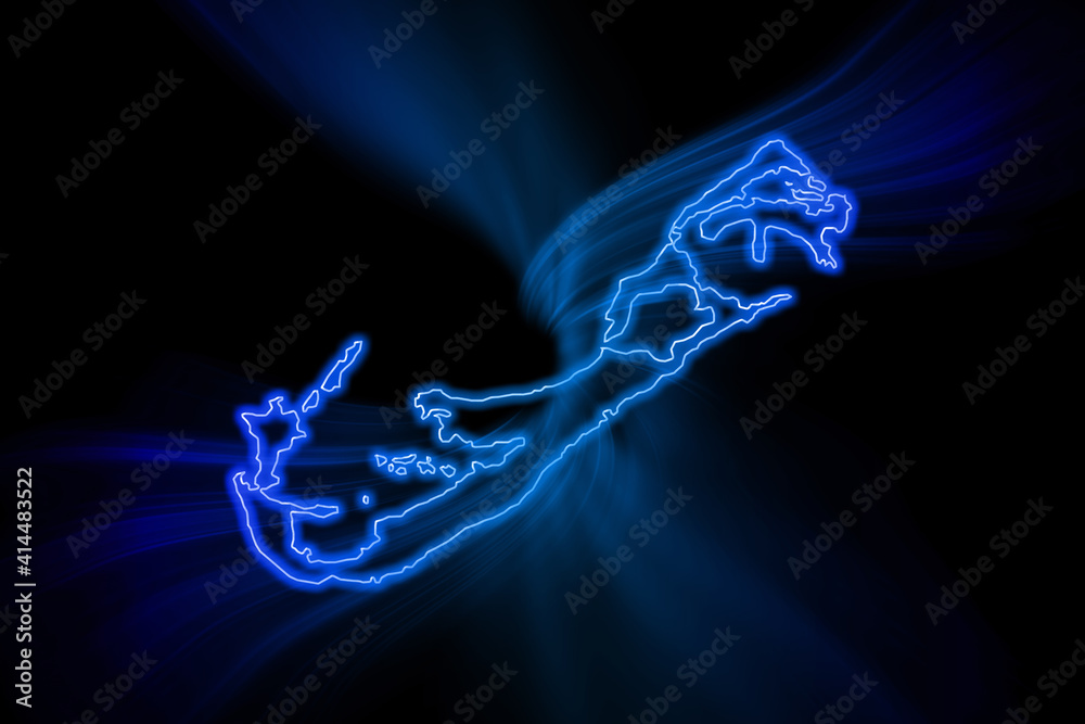Glowing Map of Bermuda, modern blue outline map Stock Illustration ...
