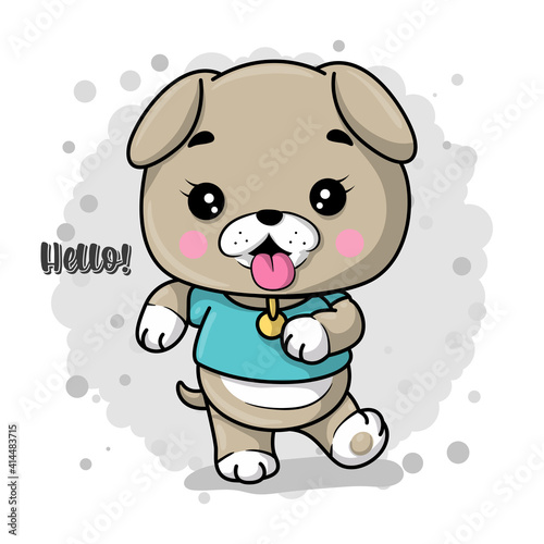 Be Happy Greeting card with cute Cartoon puppy