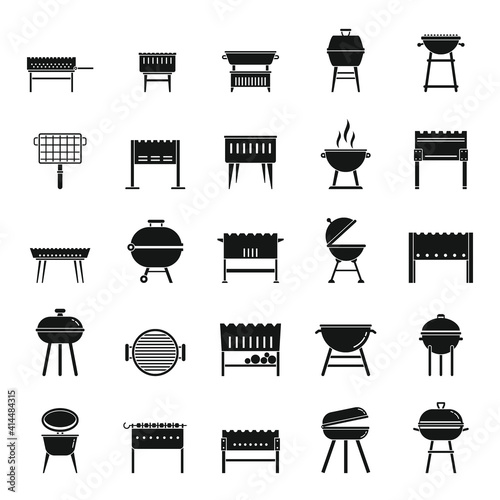 Grill brazier icons set. Simple set of grill brazier vector icons for web design on white background