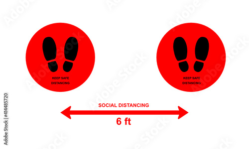 Please keep your distance 6 feet or 2 meter vector sign, Social distancing concept