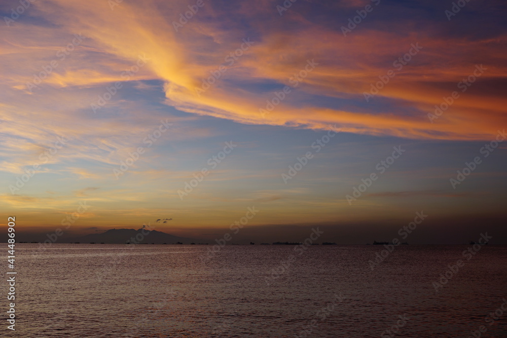 Manila Bay sunset with pink skies