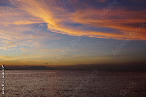 Manila Bay sunset with pink skies