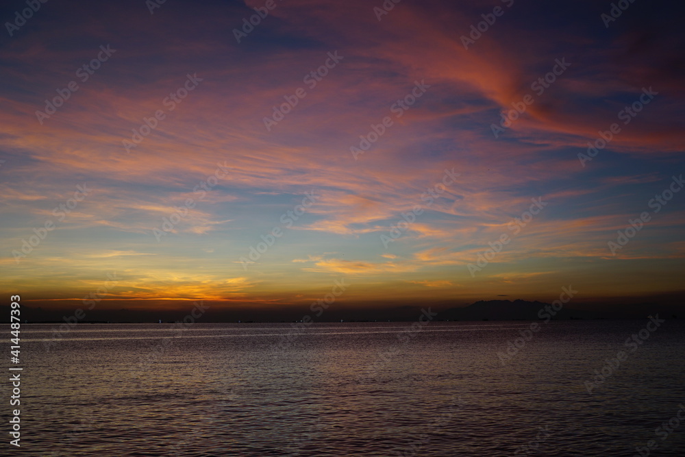 Manila Bay sunset with pink skies