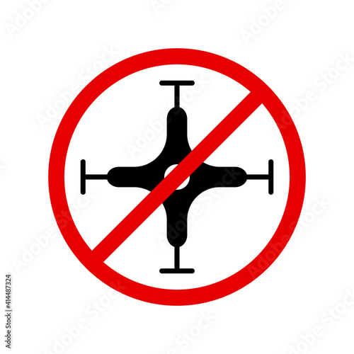 No fly zone icon. Copter launch forbidden - no air drone allowed sign, quadrocopter flight banned