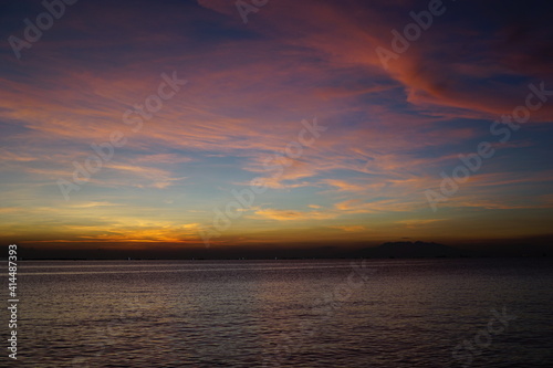 Manila Bay sunset with pink skies