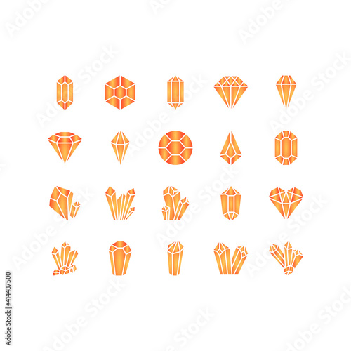 Crystals line icons set. Geometric gems diamonds vector illustrations collection. For geology or jewelry store