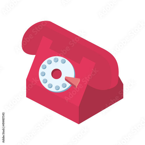 red telephone call service isometric icon