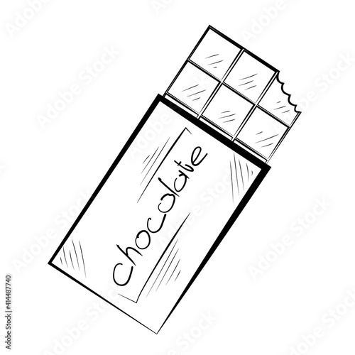 chocolate bar hand draw icon isolated on white background. Vector
