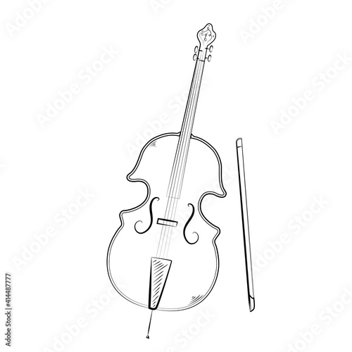 cello hand draw icon isolated on white background. Vector