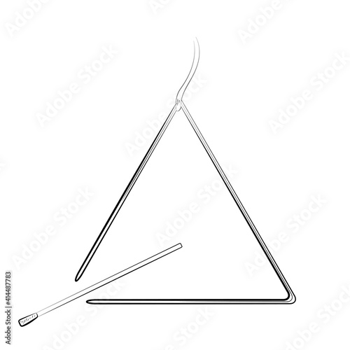 musical triangle hand draw icon isolated on white background. Vector
