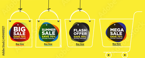 Sale offers concepts with shopping bag and cart