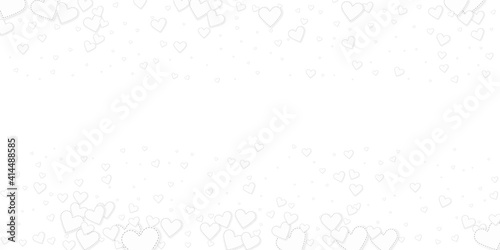 White heart love confettis. Valentine's day border