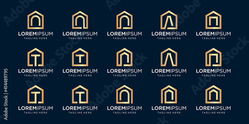 set of home logo combined with letter N, T, A, designs Template.