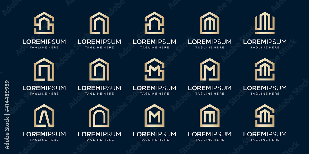 set of home logo combined with letter N, M, A, designs Template.